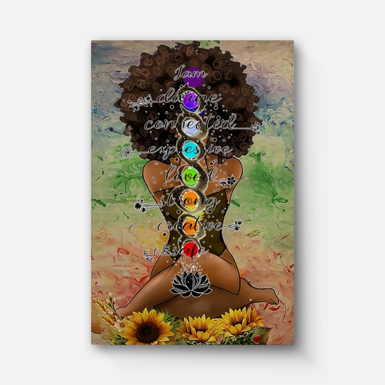 Yoga I Am Divine Connected Expressive Loved Strong Canvas 