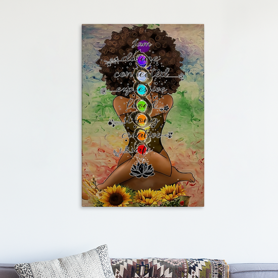 Yoga I Am Divine Connected Expressive Loved Strong Canvas 