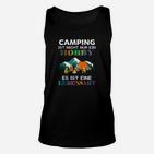 Camping-Lebensart Unisex TankTop, Schwarzes mit Zeltdruck & Spruch