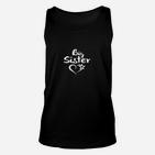 Große Schwester Herz & Stern Design Schwarzes Unisex TankTop, Modisches Geschwister Outfit