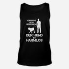 Herrchen Warnung Lustiges Hundebesitzer Unisex TankTop in Schwarz