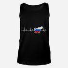 Herren Unisex TankTop Herzschlag Russland-Umriss, Motiv Tee für Männer