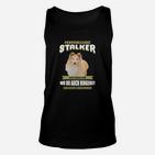 Lustiges Katzen Schwarzes Unisex TankTop, Persönlicher Stalker Motiv