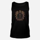 Schwarzes Herren-Unisex TankTop mit Vintage-Wappen und Löwen-Design, Retro Look