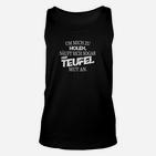 Schwarzes Unisex TankTop, Teufel Mut Antrinken Spruch, Freches Outfit