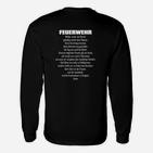 Feuerwehr Langarmshirts Schwarz mit Ehrenzeichen & Spruch Rückseite