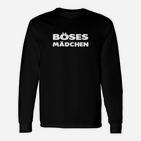 Böses Mädchen Schwarzes Langarmshirts, Coole Aufdruck Mode für Frauen