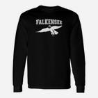 Falkensee Schwarzes Langarmshirts mit weißem Adler-Print, Stylisch für Männer