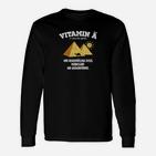 Humorvolles Bergsteiger Langarmshirts Vitamin Berg Spruch, Bergmotiv Schwarz