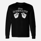 Kleine Schwester Langarmshirts in Gebärdensprache, Schwarzes Tee für Geschwister