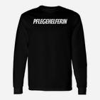 Pflegehelferin Schwarzes Langarmshirts, Berufsbezogenes Tee in Weißer Schrift