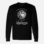 Schwarzes Damen-Langarmshirts mit Drachenmotiv, Khaleesi Spruch