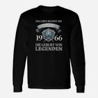 Schwarzes Herren Langarmshirts 1966 Geburt von Legenden Aufdruck, Retro Design