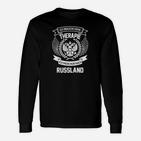 Schwarzes Tee mit Spruch 'Ich brauche keine Therapie, nur Russland' Langarmshirts