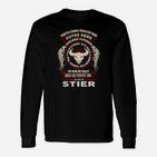 Stier-Motiv Herren Langarmshirts Gutes Herz - Nicht Perfekt, Lustiges Spruch-Langarmshirts