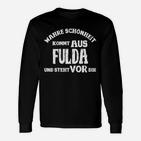 Wahre Schönheit aus Fulda Langarmshirts, Schwarzes Tee mit Spruch