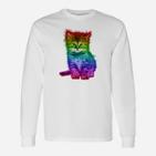 Farbenfrohes Regenbogen-Kätzchen Langarmshirts für Alle