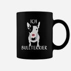 Bullterrier Tassen Schwarz mit Ich Bullterrier Schriftzug, Hundeliebhaber Tee