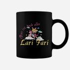 Lustiges Lari-Fari Tassen mit Comic-Schaf, Spaß-Tassen für Feste
