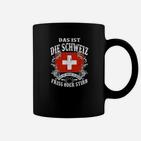 Schwarzes Tassen Schweiz-Motiv, Das ist die Schweiz - Friss oder Stirb