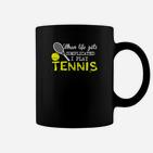 Schwarzes Tennis-Motivationsshirt Wenn das Leben kompliziert wird, spiele ich Tennis Tassen