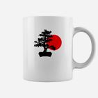 Bonsai-Baum und Sonnenaufgang Design Unisex Tassen, Japanische Kunst Tee