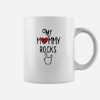 My Mommy Rocks Tassen für Kinder, Herz & Rockhand-Design