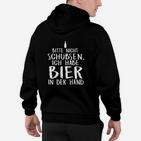 Schwarzes Hoodie Bitte nicht schubsen, ich habe Bier in der Hand, Lustiges Party-Outfit