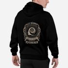 Schwarzes Hoodie mit Psychologen-Spruch, Hypnose-Spiralen-Design