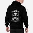 Tätowierte Mama Königin Schwarzes Hoodie, Modisches Tee für Mütter