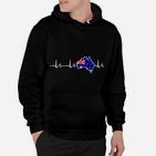 Australien Herzschlag Flagge Unisex Hoodie Schwarz, Patriotisches Design