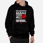 Besserwisser März Dame Hoodie, Schwarzes Herz-Design Tee