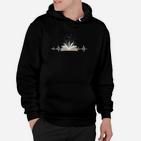 Bücherherz Pulslinien-Design Schwarzes Hoodie für Buchliebhaber