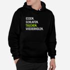 Essen Schlafen Tauchen Wiederholen Hoodie, Taucher Tee Schwarz