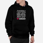 Fussball und Bier Herz Hoodie, Lustiges Fan Hoodie