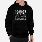 Schwarzes Hoodie 1987 Die Geburt von Legenden, Vintage Design