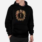 Schwarzes Vintage Wappen Hoodie mit Löwenmotiv, Retro Design Tee