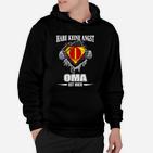 Superhelden Oma Hoodie Schwarz, Motiv 'Habe keine Angst, OMA ist hier'