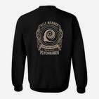 Schwarzes Sweatshirt mit Psychologen-Spruch, Hypnose-Spiralen-Design