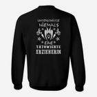 Schwarzes Sweatshirt: Tätowierte Erzieherin Motiv, Spezialdesign für Pädagoginnen