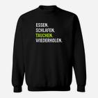 Essen Schlafen Tauchen Wiederholen Sweatshirt, Taucher Tee Schwarz