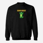 Gang Beast Lustiges Cartoon-Monster Grafik-Sweatshirt in Schwarz, Witziges Design