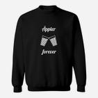 Lederhosen-Design Sweatshirt Schwarz & 'Äppler Forever' Aufdruck