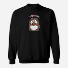 Lustiges Hamster Sweatshirt Ich liebe Essen, Schwarzes Design