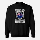 Neuseeland Therapie Schwarzes Sweatshirt, Slogan & Flaggenmotiv