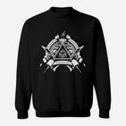 Okkult-Stil Schwarzes Grafikdruck Sweatshirt, Mystisches Tee-Design