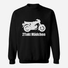 Schwarzes Motorrad-Sweatshirt Zweitakt Mädchen für Damen, Biker-Style Tee
