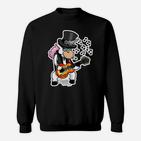 Schwarzes Sweatshirt mit Enten-Rockstar-Design, Rockmusik Motiv