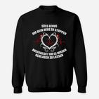 Schwarzes Sweatshirt mit Herz-Flügel-Motiv, Süß genug um dein Herz zu stoppen