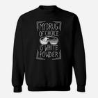 Schwarzes Sweatshirt White Powder Motiv, Lustiges Ski-Thema Sweatshirt